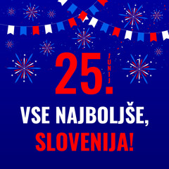 Slovenia National Day banner in Slovenian language. Holiday celebrated on June 25. Vector template for poster, greeting card, flyer, etc