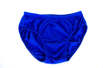 Blue underwear pants for men isolated on white background.  Concept : Clothes and costume. Men fashion. Everyday wearing.