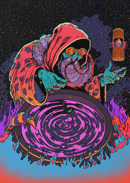 Sorcerer Preparing Potion In Universe
