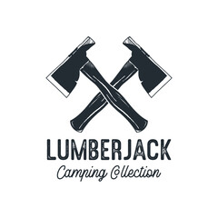 Crossed axes on lumberjack t shirt design