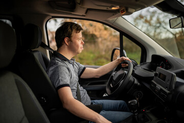 Man with down syndrome driving