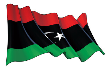 Waving Flag of Libya