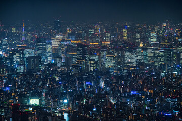 Fototapeta na wymiar 東京都 東京スカイツリー展望台（展望回廊）から見る丸の内方面の夜景