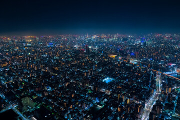 東京都 東京スカイツリー展望台（天望デッキ）から見る丸の内方面の夜景