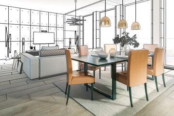 Cute Penthouse Open Area Loft (conception) - 3D Visualization