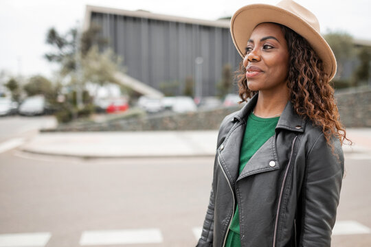 Portrait of black woman with hat