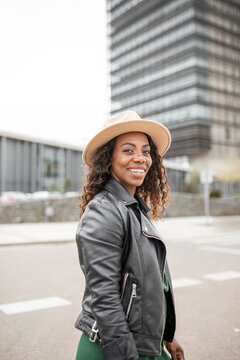 Portrait of black woman with hat
