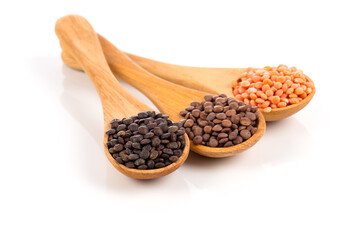 lentils in spoon isolated