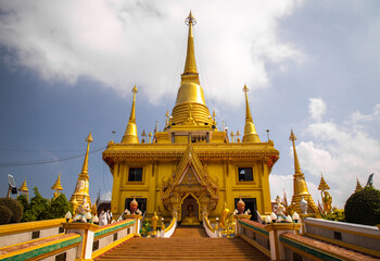 Naklejka premium Wat Khiriwong temple on top of the mountain in Nakhon Sawan, Thailand