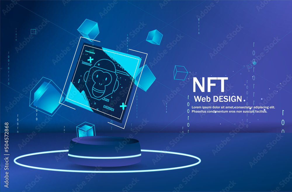 Aufkleber concept of nft ,non-fungible token with network vector on dark background. vector illustration conce