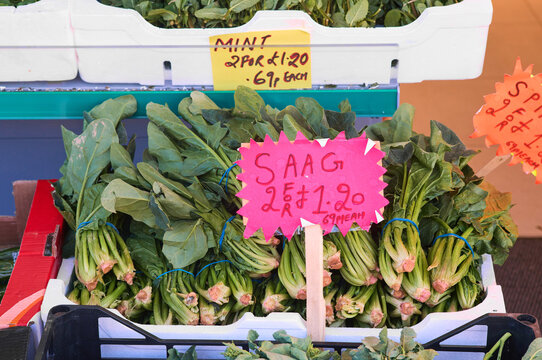 Fresh Saag at asian grocery store