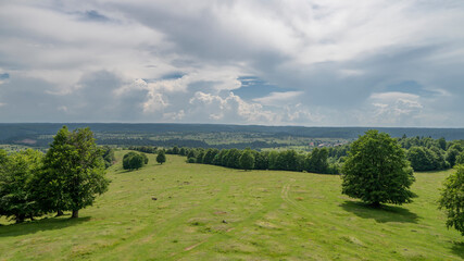 View from hill in Romania mountain. In summer.