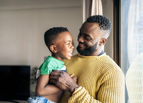 Father and son having fun