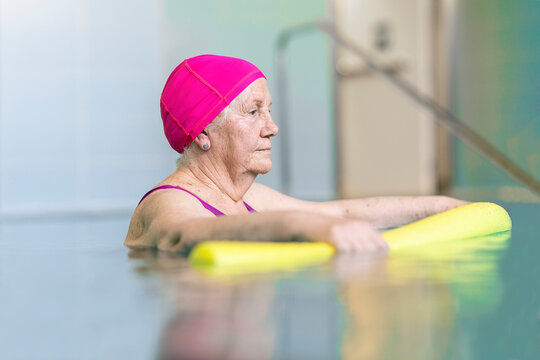 Senior women at aqua gym session