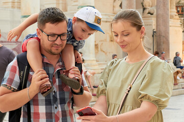 A young family travels around Europe