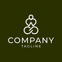 yoga logo design icon vector illustration,  Heart shape SPA logotype icon