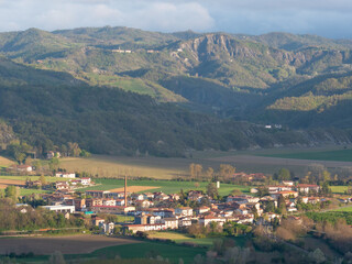 Montechiaro country  village of Bormida river valley , Piedmont Italy - 504579224