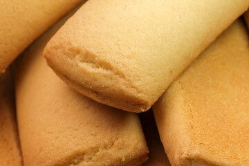 Creamy oblong sweet dessert cookies