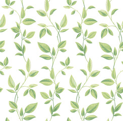 Hawaiian seamless pattern with leaves. Tropical plants in realistic style. Foliage background. Vector botanical illustration.