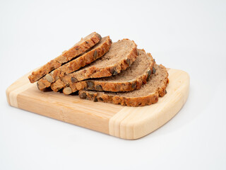 bread with pumpkin seeds on a white background.