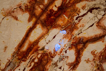 Opal Seam in UV Light - Coober Pedy - Australia