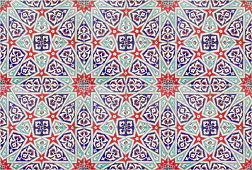 Seamless pattern in islamic traditional style on ceramic tile