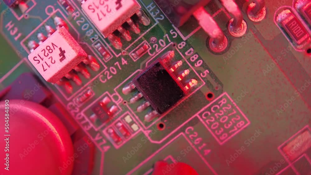 Poster cyberattack on computer device, chip antivirus hacking warning concept
