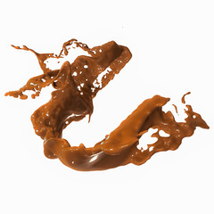 3D Rendering of Abstract Rich Coco Coffee Splash on White Background
