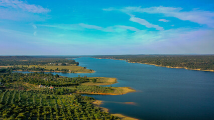 huge dam with  sunny day in montargil