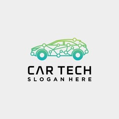 High-tech modern car logo design, car technology logo, tech car performance tuning 