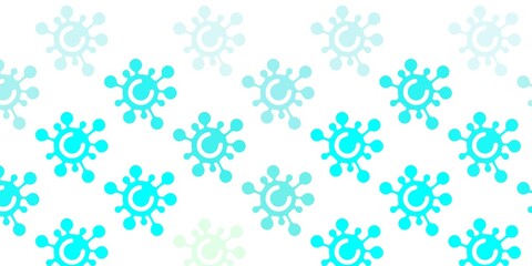 Light Blue, Green vector background with covid-19 symbols.