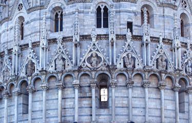 Italy, Pisa, Pisa Baptistery. Architecture detail. Close up