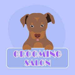 Dog grooming and spa. Design for grooming salon. Flat vector illustration.