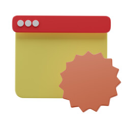 3D Illustration Yellow window with red blurb