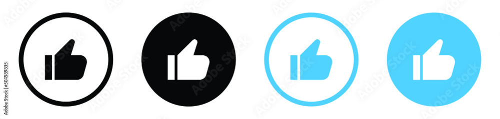 Poster like icon button, thumbs up icon symbol sign - recommended button in round circle - thumb finger up symbol
