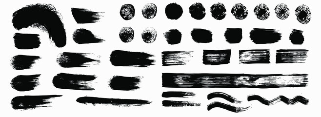 Free hand wide brushes strokes, vector, isolated on white background