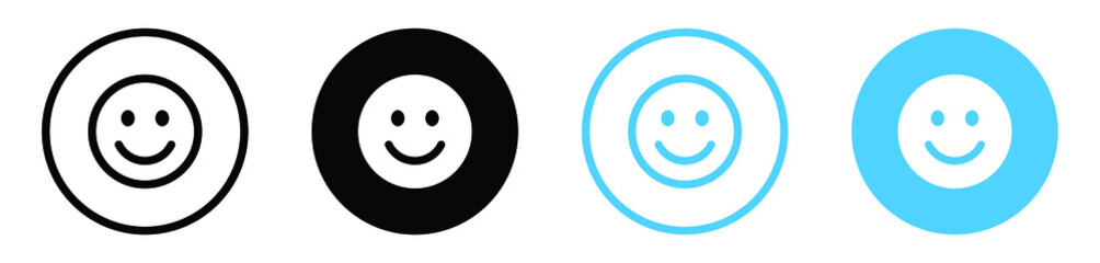 smile face icon button, happy emoticon - feedback sign symbol