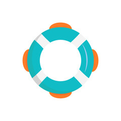 Vector flat style colored icon or illustration of lifebuoy. Summer season pool and sea aquapark and beach. Save and safe or protect. Holiday and vacation