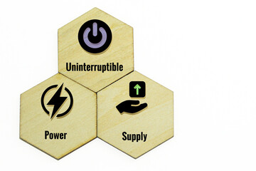 hexagon with the icon and the word Uninterruptible Power Supply