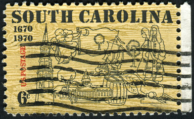 USA - CIRCA 1970: Postage stamp printed in the USA, dedicated to the 300th anniversary of the founding of Charles Town (Charleston)