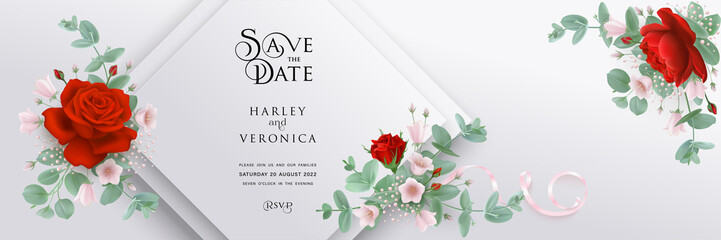 Save the date invitation card with flowers