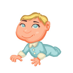 Little Toddler learning to crawl, baby vector