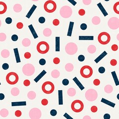 Pink, red, and navy circles and lines scattered pattern