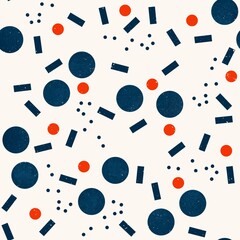 Scattered navy and red dots and lines abstract pattern