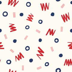 Zigzags, circles, and dots abstract pattern