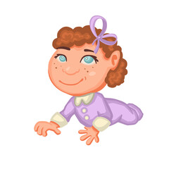 Little Toddler learning to crawl, baby vector