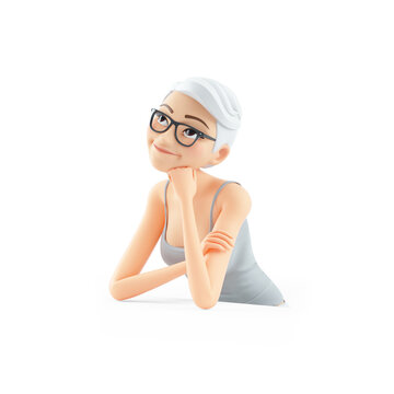 3d Senior Woman Daydreaming