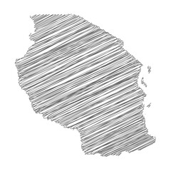 vector illustration of scribble drawing map of Tanzania