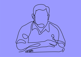businessman with crossed arms - continuous line drawing