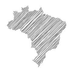vector illustration of scribble drawing map of Brazil 